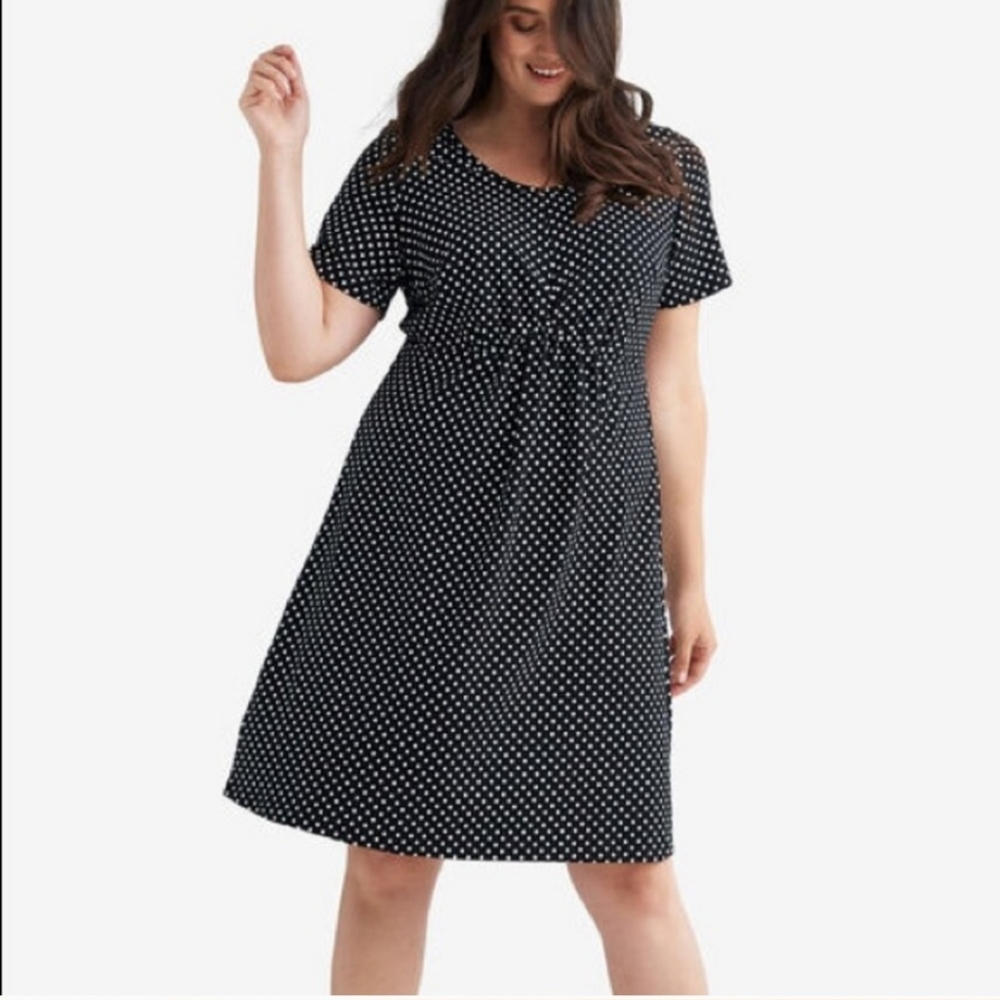 Ellos Polka Dot A-line Dress Sz 38/40 Black White